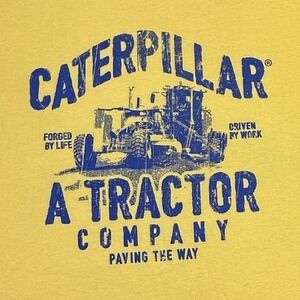 CAT Tractor Shirt Men's Size 2XL Yellow Graphic T-Shirt Tractor Company